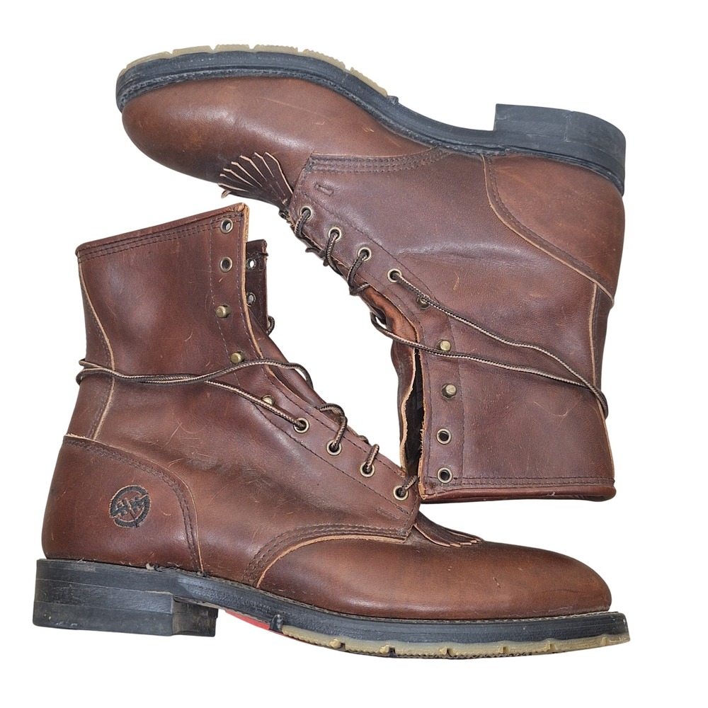 Double H Lacer Kiltie Packer Boots Brown Leather Tall Lace Up Workwear Mens 11